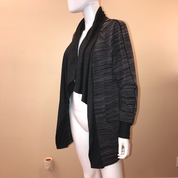 H by Halston Cardigan Sweater Womens Size M Open Front Deep Pockets Dark Grey - Picture 10 of 14